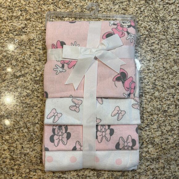 Disney Baby Other - NEW Disney Baby Minnie Mouse Receiving Blankets Newborn Cotton - SET OF 4